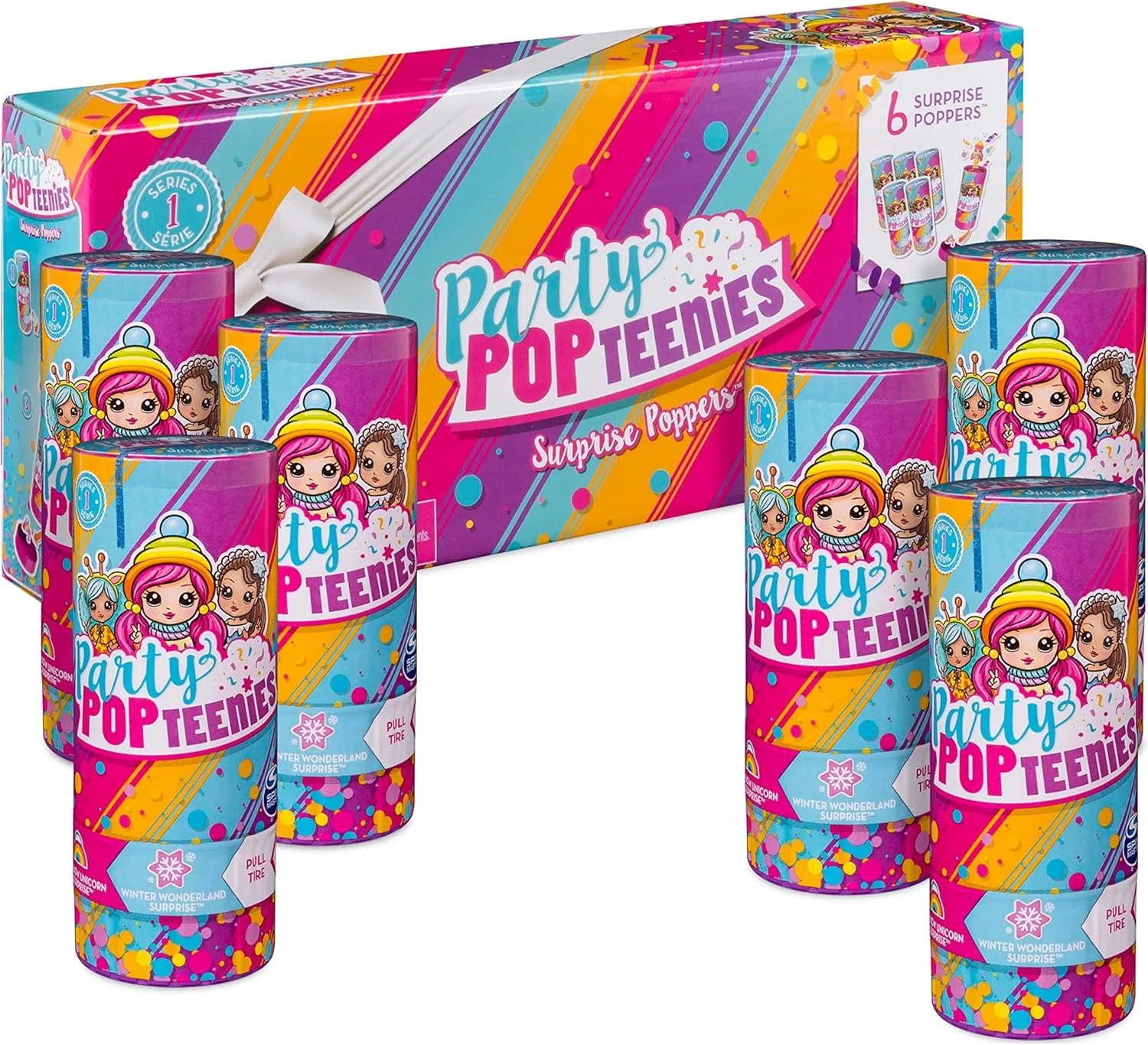 – Party Pack – 6 Surprise Popper Bundle with Confetti, Collectible Mini Dolls and Accessories, for Ages 4 and Up (Styles Vary)
