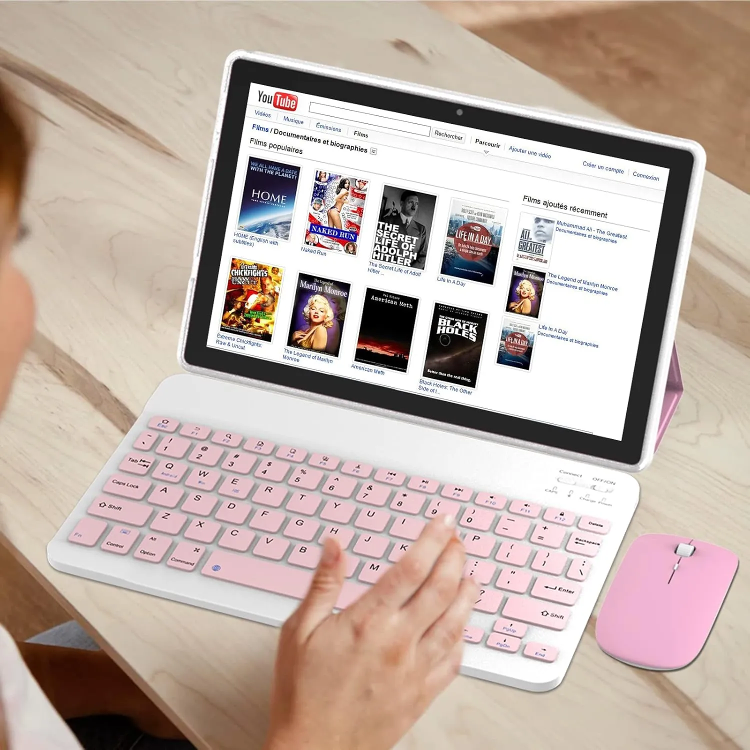 10 Inch Android 14 Tablet 2 in 1 With Keyboard - 64GB 8GB RAM, 10.1" Display, 8MP Camera, 6000mAh Battery - Includes Keyboard, Mouse, Case, Stylus Pen - Wifi-6, Bluetooth - Pink/Girl PC
