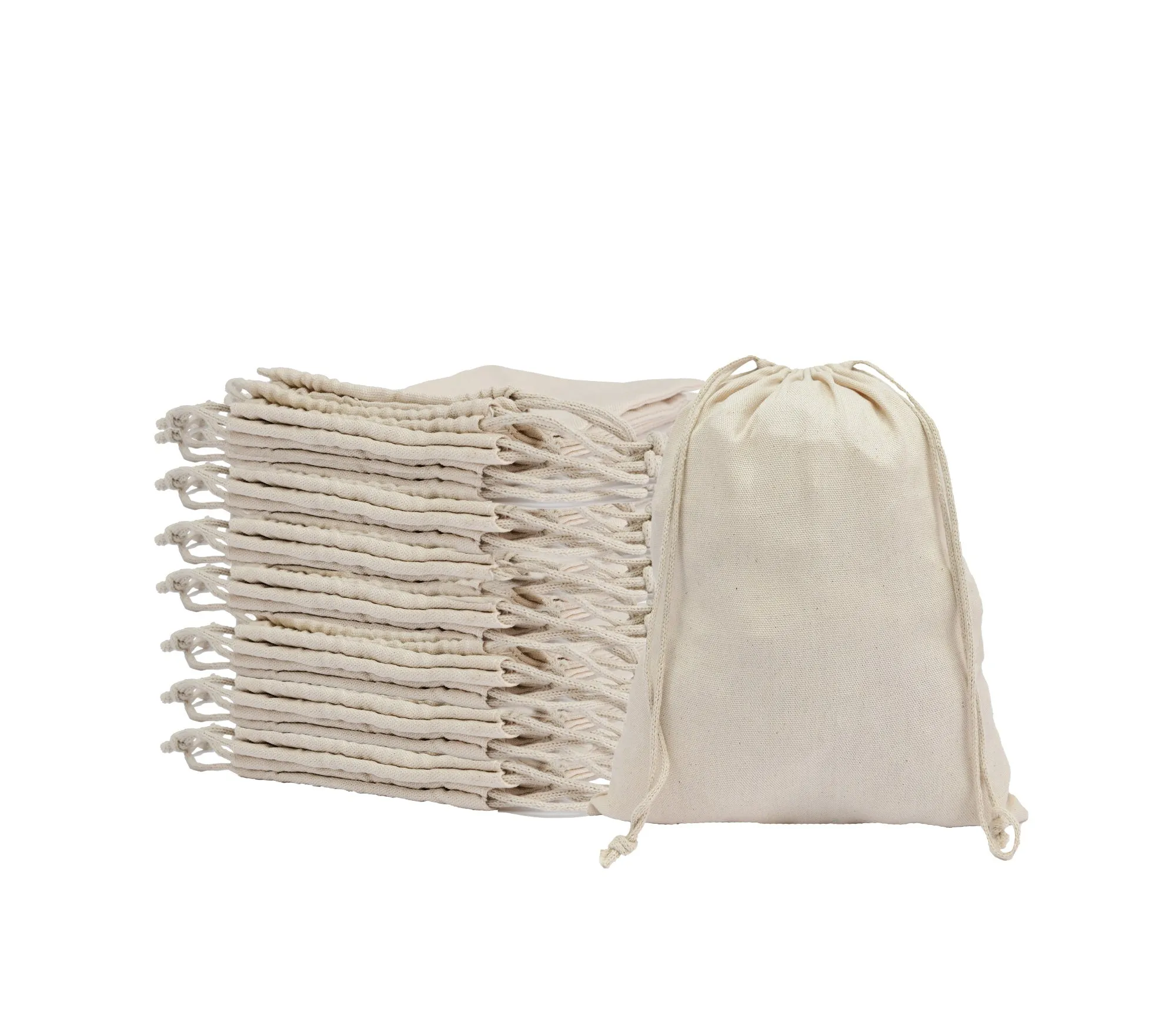 100% Cotton Canvas Double Drawstring Pouch for everyday use Pack of (12 x 16   8 x 10 Inches)