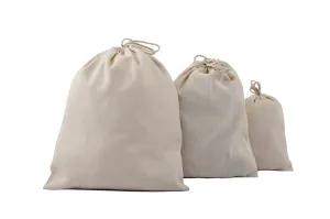 100% Cotton Canvas Double Drawstring Pouch for everyday use Pack of (12 x 16   8 x 10 Inches)
