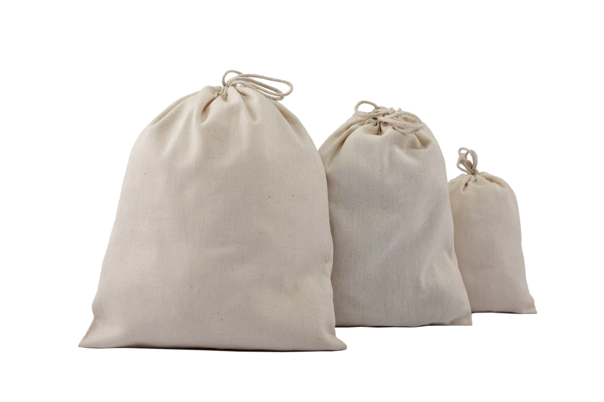 100% Cotton Canvas Double Drawstring Pouch for everyday use Pack of (12 x 16   8 x 10 Inches)
