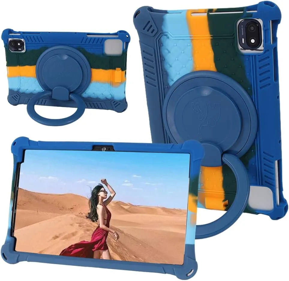 10.36 Inch Tablet Case for TECLAST P25T, VASTKING KingPad M10, TCL 10 TABMAX WiFi, OPPO Pad Air, DOOGEE T20, Headwolf Wpad1, UMIDIGI A11 Tablet PC, 360° Rotating Stand/Shoulder Strap, Dark Blue