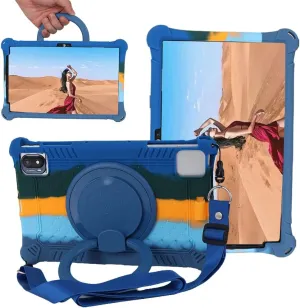 10.36 Inch Tablet Case for TECLAST P25T, VASTKING KingPad M10, TCL 10 TABMAX WiFi, OPPO Pad Air, DOOGEE T20, Headwolf Wpad1, UMIDIGI A11 Tablet PC, 360° Rotating Stand/Shoulder Strap, Dark Blue
