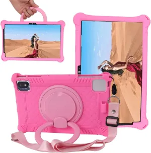 10.36 Inch Tablet Case for TECLAST P25T, VASTKING KingPad M10, TCL 10 TABMAX WiFi, Oppo Pad Air, DOOGEE T20, Headwolf Wpad1, UMIDIGI A11 Tablet PC, 360° Rotating Stand/Shoulder Strap, Pink