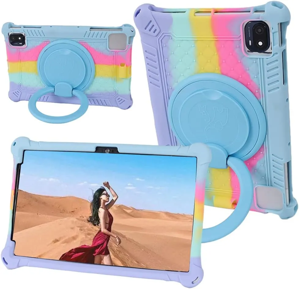 10.36 Inch Tablet Case for TECLAST P25T, VASTKING KingPad M10, TCL 10 TABMAX WiFi, OPPO Pad Air, DOOGEE T20, Headwolf Wpad1, UMIDIGI A11 Tablet PC,360° Rotating Stand/Shoulder Strap,Blue Purple