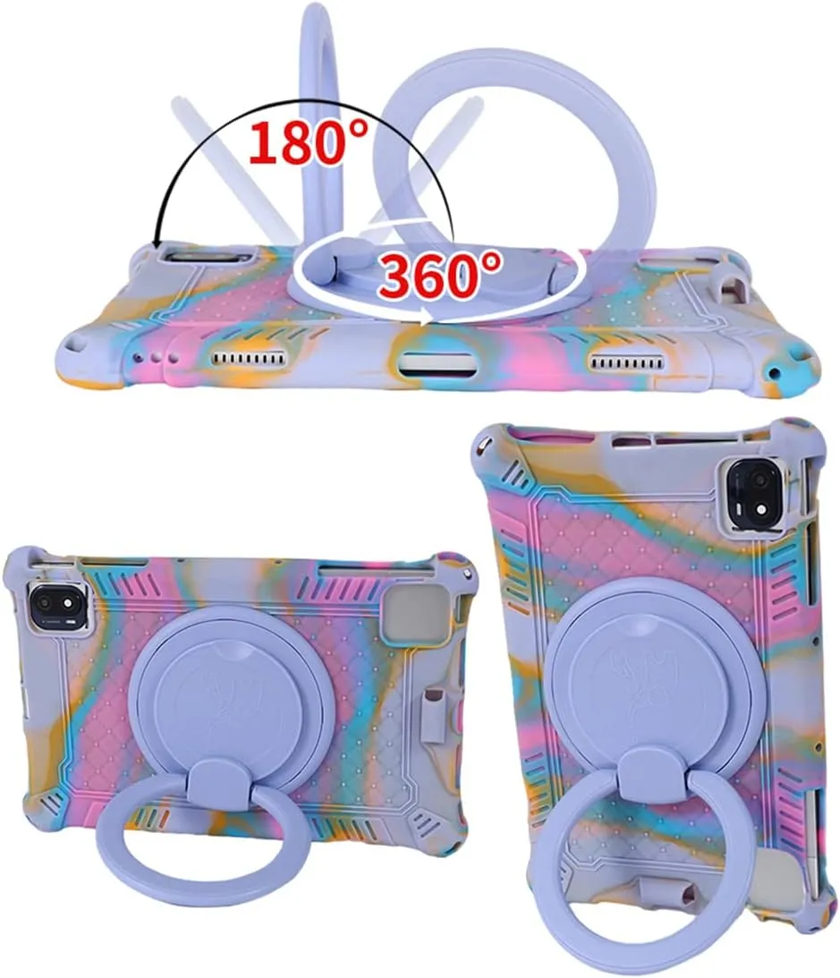 10.36 Inch Tablet Case for TECLAST P25T, VASTKING KingPad M10, TCL 10 TABMAX WiFi, OPPO Pad Air, DOOGEE T20, Headwolf Wpad1, UMIDIGI A11 Tablet PC,360° Rotating Stand/Shoulder Strap,Blue Purple