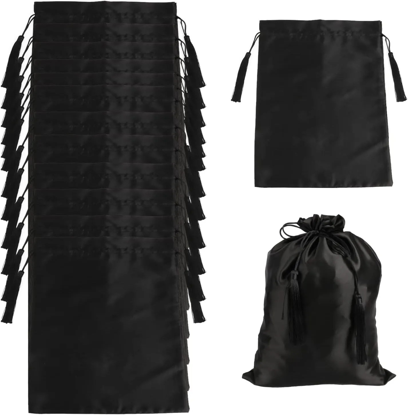 12 Pcs Large Silk Satin Bags Hair Storage Bag With Drawstring Tassel for Packaging Wigs-Bundles-Hair Extensions and Hair Tools 11.8x15.7Inch Multipurpose Large Bags