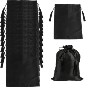 12 Pcs Large Silk Satin Bags Hair Storage Bag With Drawstring Tassel for Packaging Wigs-Bundles-Hair Extensions and Hair Tools 11.8x15.7Inch Multipurpose Large Bags