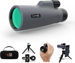 12x56 High Power Monoculars for Adluts, Tripod Travel Bag with Smartphone Adapter, BAK-4 Prism, Ultra Clear FMC Lens for Bird Watching, Hunting, Traveling, Hiking.Designed in United States