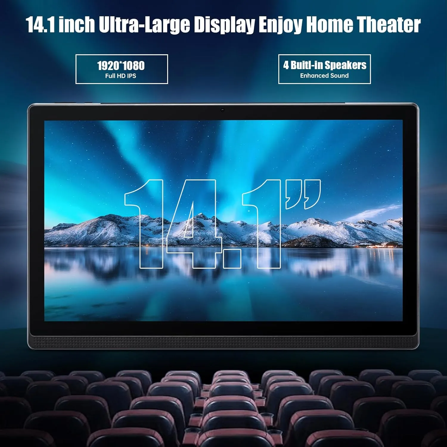 14.1 Inch Android Tablet, 2025 Large Screen Tablet with1080P IPS FHD Display, RAM 6GB, ROM128GB, 1TB Expand, WiFi 6, 8 Core CPU, 2 Years Protection, 10000 mAh 10 Hours Long Battery Life-Grey