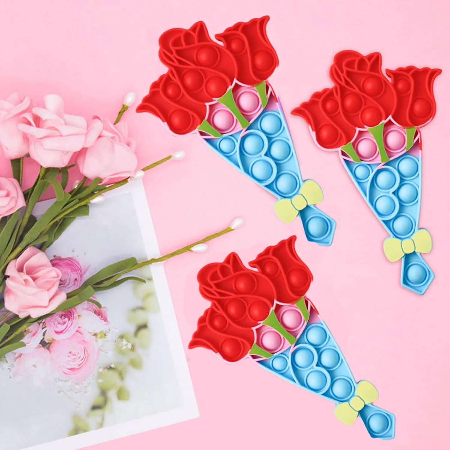14Pcs Valentines Day Gifts for Kids Pop Purse Shoulder Bag Fidget Toys Pack with Cute Mini Heart Keychain Fidget Bracelet Fidgets It Push Pop Stress Relief Autism Sensory Toys (Pack B)