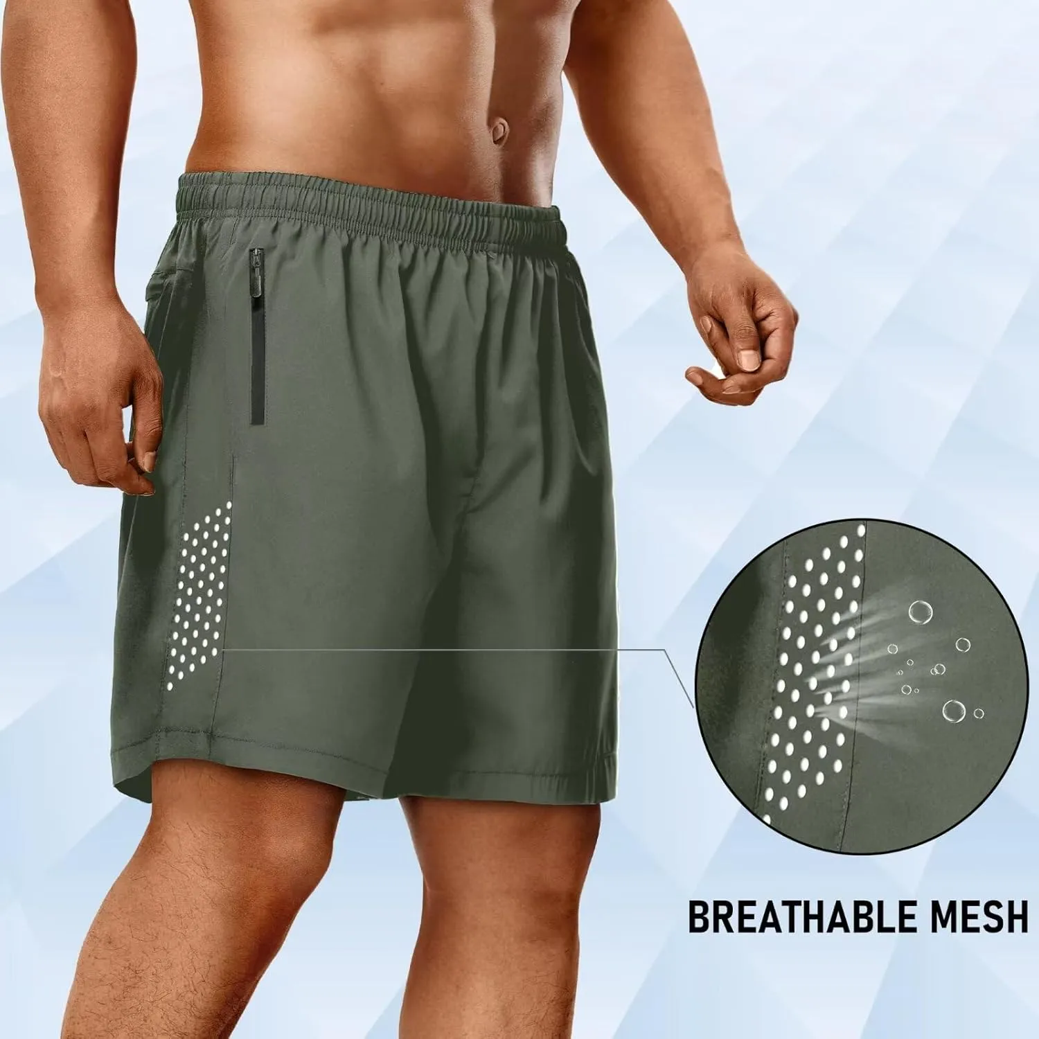 2 Pack Mens Athletic Shorts Quick Dry 7 Inch Running Shorts Breathable Mesh Gym Workout Shorts with Zipper Pockets