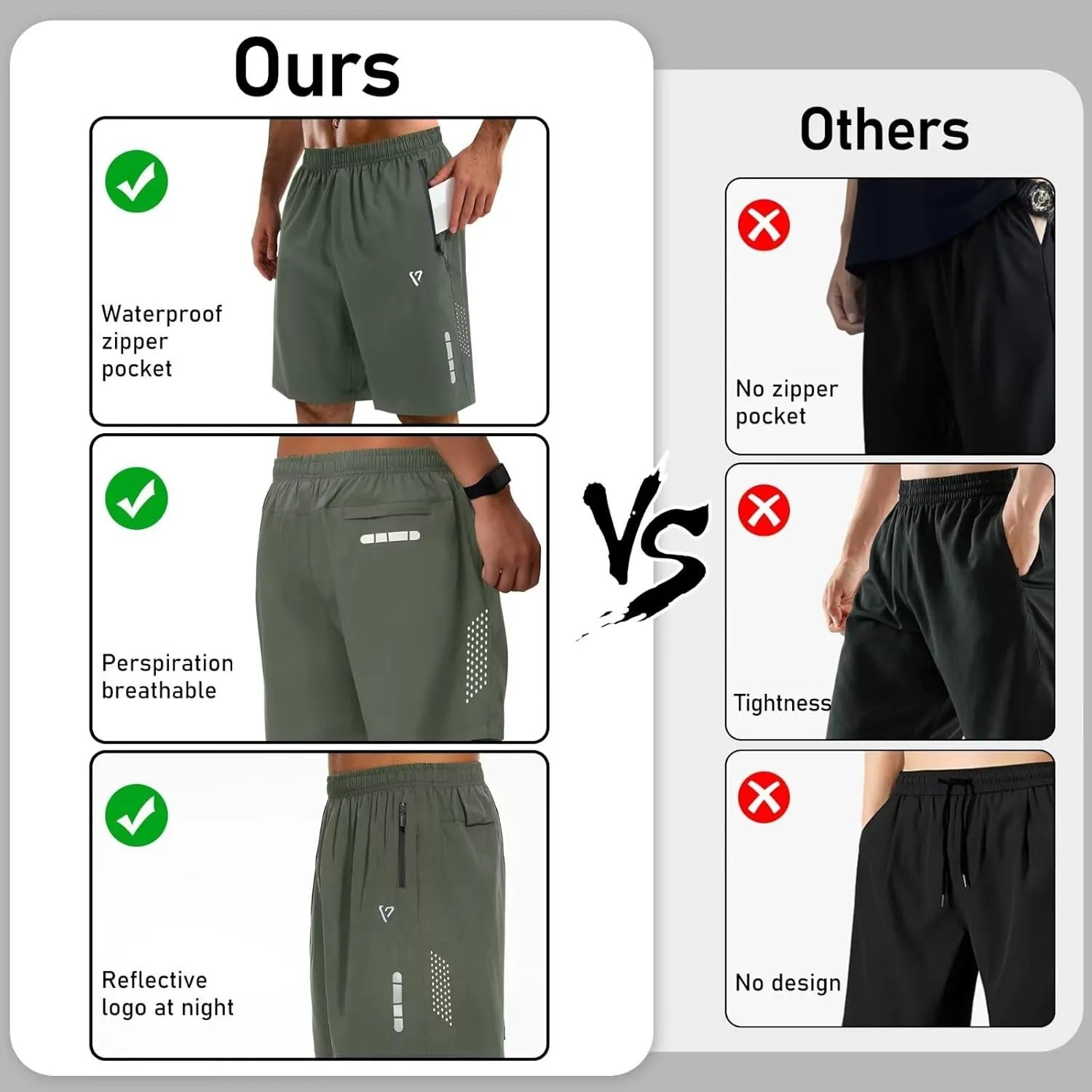 2 Pack Mens Athletic Shorts Quick Dry 7 Inch Running Shorts Breathable Mesh Gym Workout Shorts with Zipper Pockets