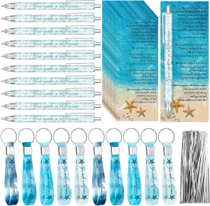 20 Sets Volunteer Appreciation Gifts Bulk You Make a Difference Pens Starfish Story Cards Inspirational Keychains Dispatcher Gifts for Nurse Employee Staff Paramedic Team Teacher