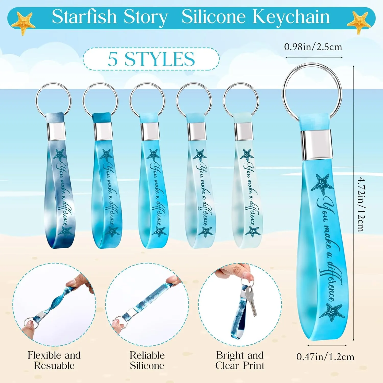 20 Sets Volunteer Appreciation Gifts Bulk You Make a Difference Pens Starfish Story Cards Inspirational Keychains Dispatcher Gifts for Nurse Employee Staff Paramedic Team Teacher
