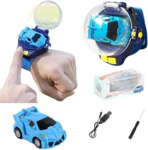 2022 New Watch Remote Control Car Toy, Mini Cartoon Remote Control Car Watch Toys, Racing Watch, USB Charging Remote Control Car, Children's Toy Car The Best Gifts for Boys and Girls (C-Blue)