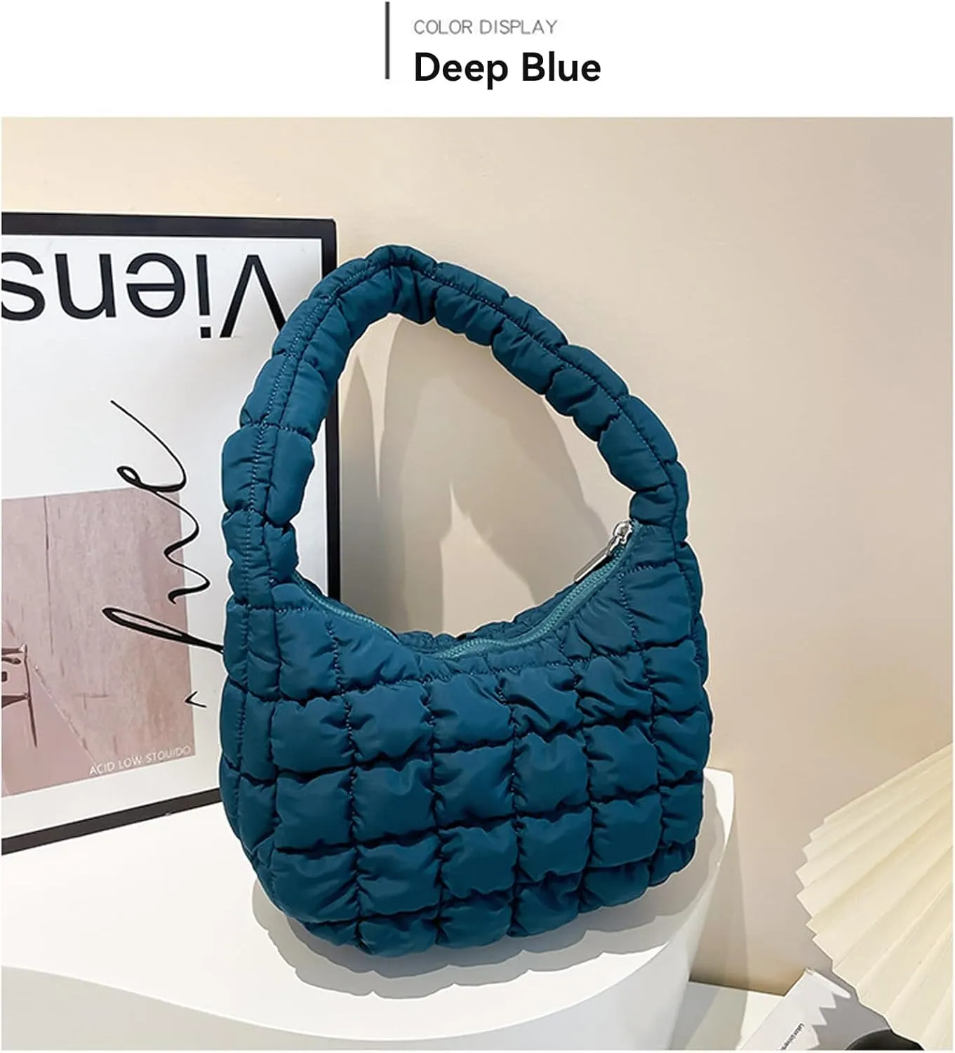 2025 Puff Mini Shoulder Bag for Women - Lightweight Quilted Tote with Zipper, Stylish Casual Travel Handbag