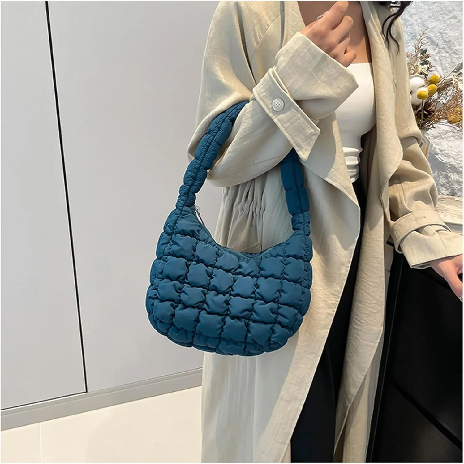 2025 Puff Mini Shoulder Bag for Women - Lightweight Quilted Tote with Zipper, Stylish Casual Travel Handbag