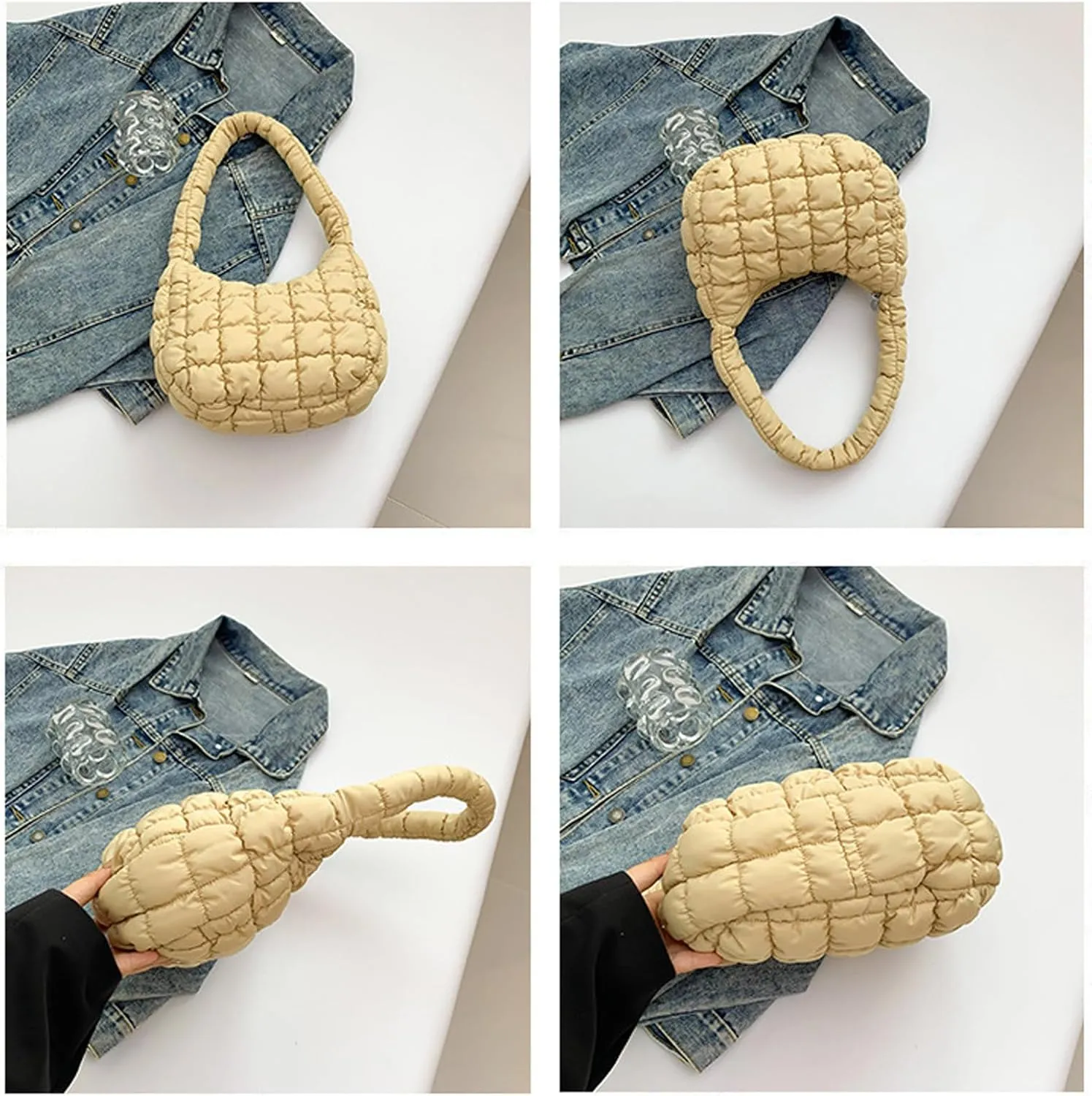 2025 Puff Mini Shoulder Bag for Women - Lightweight Quilted Tote with Zipper, Stylish Casual Travel Handbag
