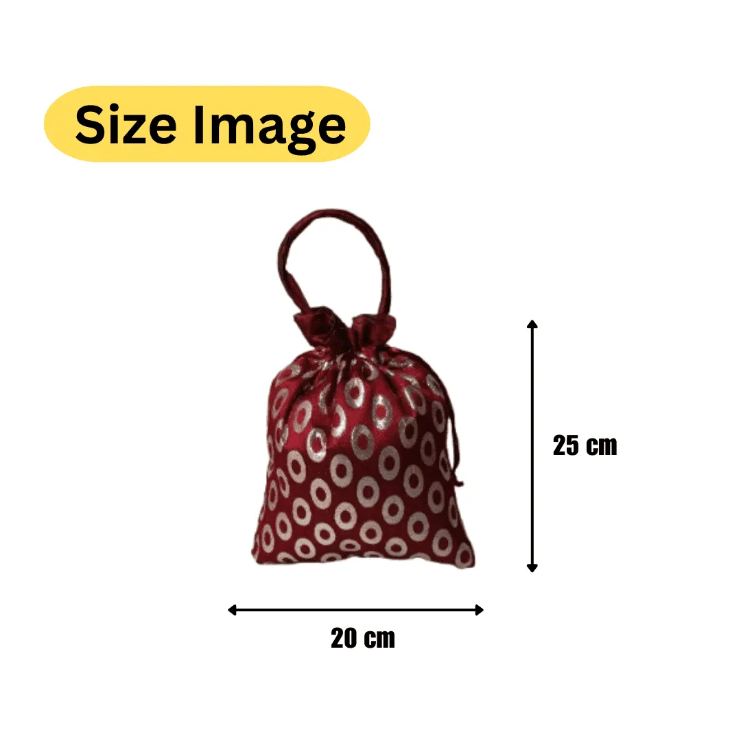 20x24 CM Design Potli Bag  | Maroon Colour | Pack Of 10