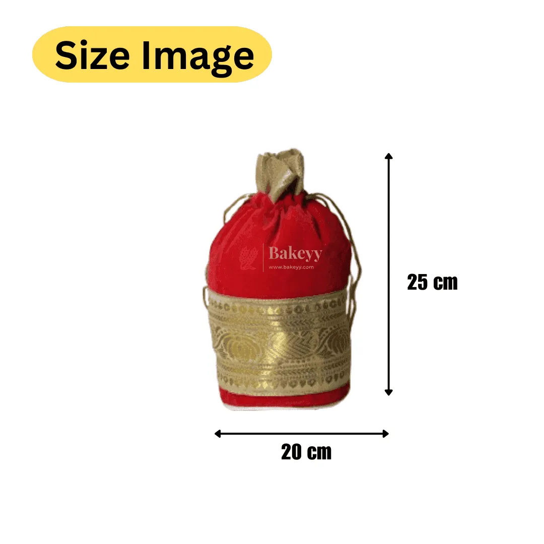 20x24 CM Design Potli Bag  |  Red colour | Pack Of 10