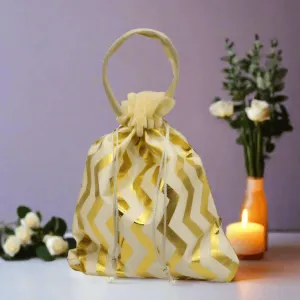 20x25 CM  Design potli Bag  | Gold Colour | Pack Of 10