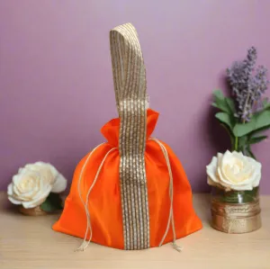 25x25 CM Design Potli Bag  | Orange Colour |  | Pack Of 10