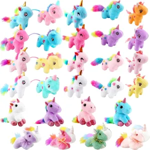 28 Pcs Mini Unicorn Stuffed Animal Unicorn Party Favors 4.8" Inch Stuffed Keychain for Kids Birthday Party Wedding Gift Goodie Bag Stuffer