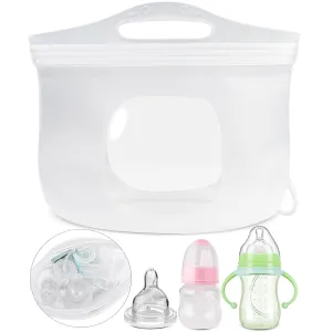 2L Silicone Microwave Steam Sterilizer Bag for Baby Bottles, Reusable Sterilizing Bag for Breast Pump Accessories, Pacifiers and Teethers, Great for Home and On-The-Go
