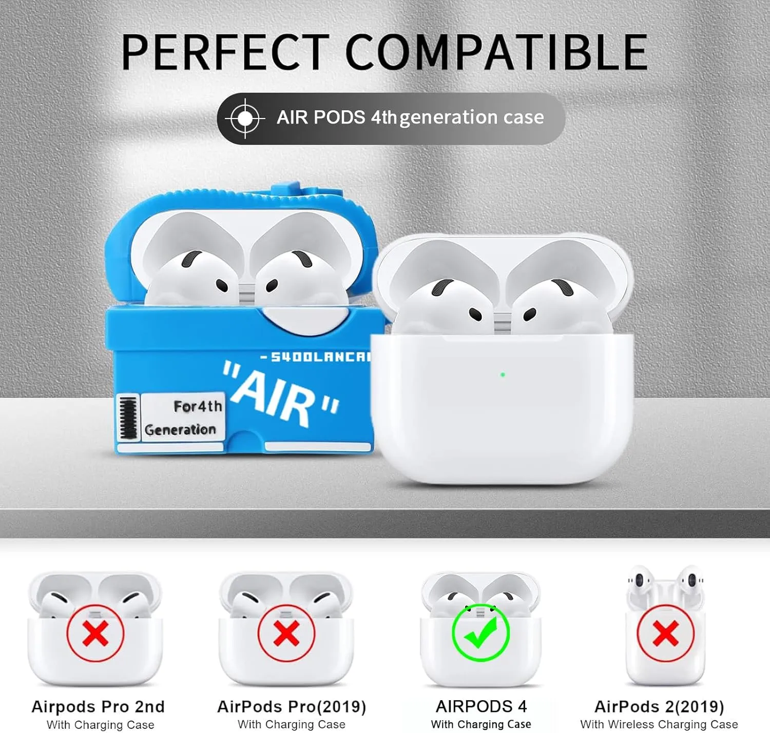 [2Pack] Gedicht for Apple Airpods 4th Generation Case Cover(2024), Cute Cartoon Shoe Box Soft Silicone Protective Cases for Airpods 4 Case with Keychain for Women Men，Red Blue