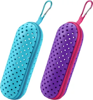2PC Swim Goggle Case For Swimming Goggles,Silicone Protective Cases with Drain Hole for Goggles,Multiple Colors Goggles