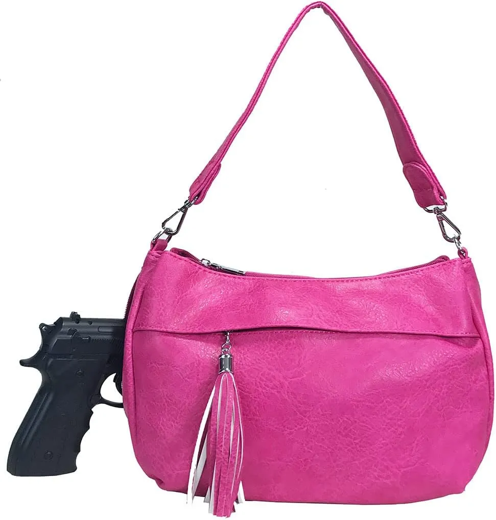 3 Compartments Tassel Locking CCW purse Small Locking Concealed Carry Crossbody Bag