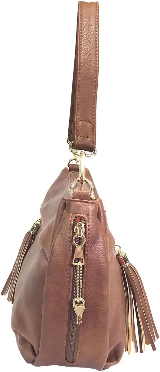 3 Compartments Tassel Locking CCW purse Small Locking Concealed Carry Crossbody Bag