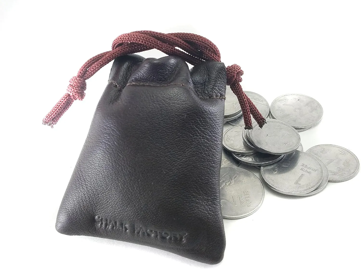 3 Pack Chalk Factory Lambskin Leather Drawstrings Pouch: Brown, 11.5cm X 11.5cm…