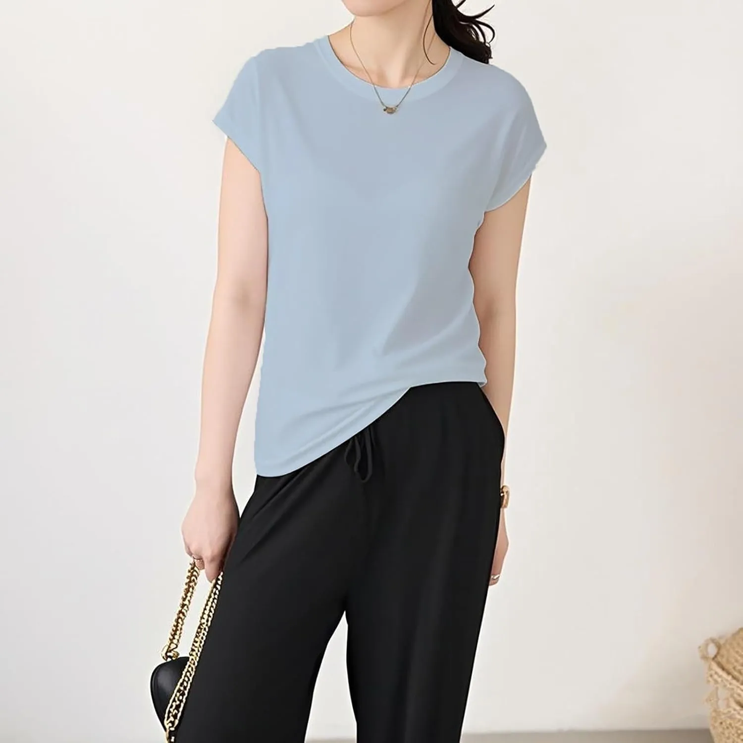3 Pack Womens Cap Sleeve Crop Tops Cotton T Shirts Crewneck Loose Fit Short Sleeves Tee Summer Clothes 2025