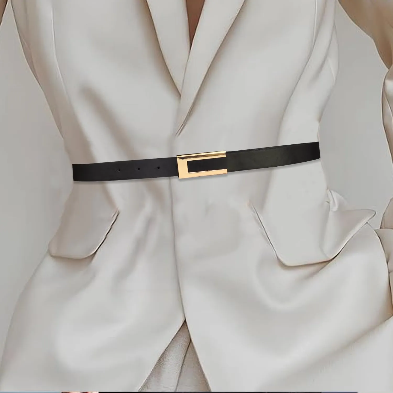 3 Pieces Skinny Leather Belts for Women, Ladies Adjustable PU Thin Waist Belts Retro Waistband for Dresses Pants Coat
