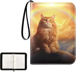 4 Pockets Trading Card Album Holder Book Folder Sports Card Binder Cat Rainbow 2 400 Double Side Pockets for 3 Ring Binder Zipper