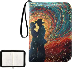 4 Pockets Trading Card Album Holder Book Folder Sports Card Binder Character Romantic 400 Double Side Pockets for 3 Ring Binder Zipper
