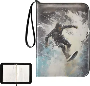 4 Pockets Trading Card Album Holder Book Folder Sports Card Binder Surfing 2 400 Double Side Pockets for 3 Ring Binder Zipper