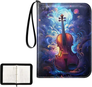 4 Pockets Trading Card Album Holder Book Folder Sports Card Binder Violin 400 Double Side Pockets for 3 Ring Binder Zipper
