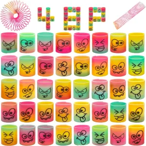 48 Pack Mini Rainbow Coil Spring Party Favors,Fun Kids Goodie Bag Stuffers for Birthday,Treasure Box Toys for Classroom,Carnival Prizes,Bulk Fidget Toys for Kids ﻿