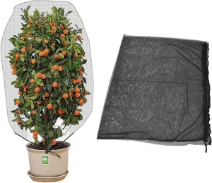 4.9x3.3ft Garden Plant Cover, Drawstring Reusable Plant Netting Bag for Fruit Tree, Mesh Design Enhances AirCcirculation (Black)