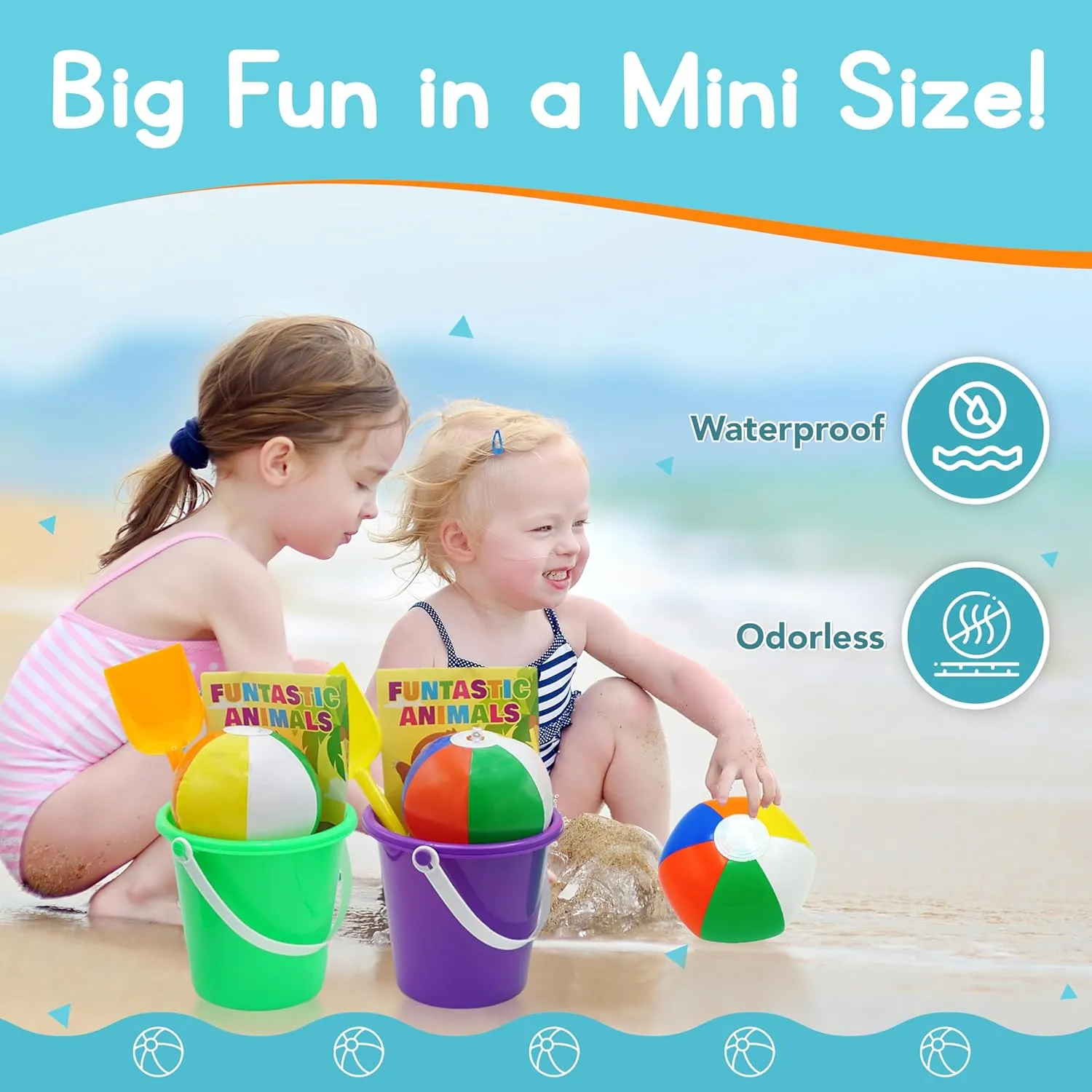 4E's Novelty Mini Beach Balls Bulk Pack - 28/50/100 Pcs - Summer Pool Party Favors for Kids, Inflatable Pool Toys, Hawaiian Luau Party Decorations Goodie Bag Fillers