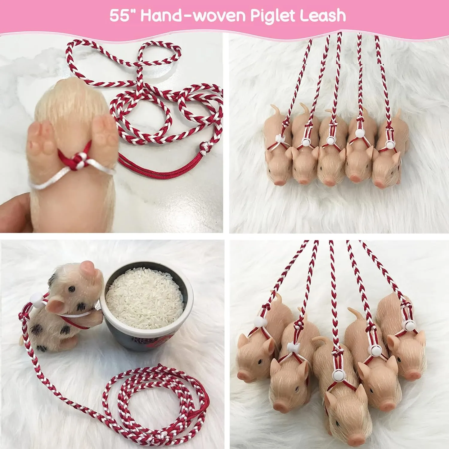 5 Inches Silicone Piglet, Soft Mini Realistic Silicone Animal, Gift Box with Piglet Accessories, Kids Lifelike Reborn Doll（Ella）