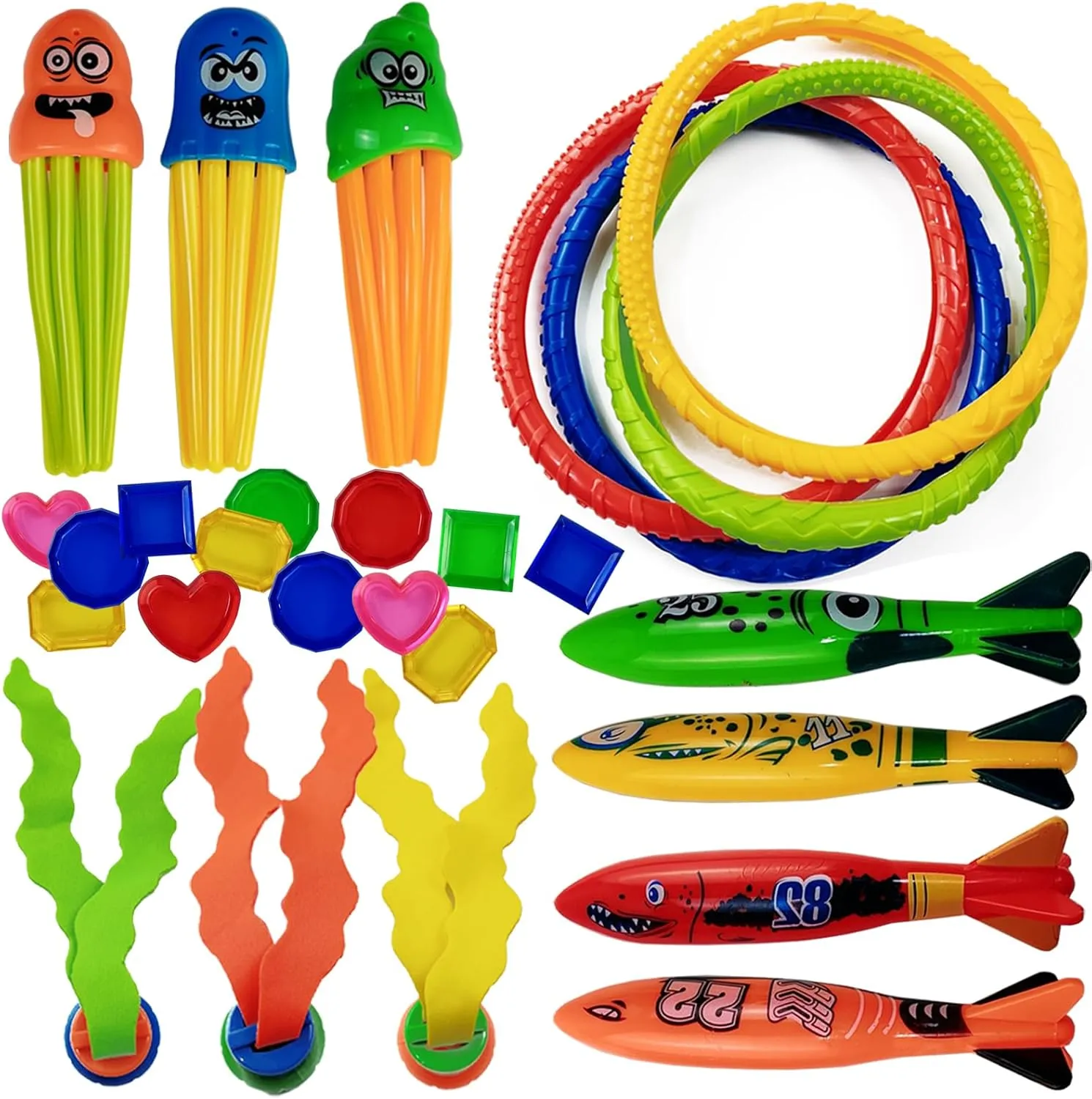 50PCS/Set Pool Diving Toys, Kids Swimming Pool Toys, Toddler/Kids Pool Toys, Swim Toys, Pool Dive Toys - Pool Games for Kids - Dive Toys for Pool for Kids, Toddlers, Adults, Family, All Ages