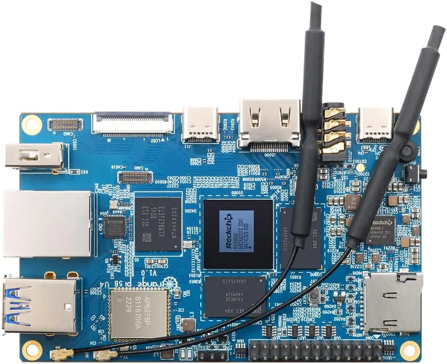5B 8GB with 64GB eMMC Rockchip RK3588S 8 Core 64 Bit Wi-Fi6, BT5.0 Single Board Computer, 2.4GHz Frequency Open Source Development Board Run Orange Pi OS,Android,Debian,Ubuntu (Pi 5B 8G64G)
