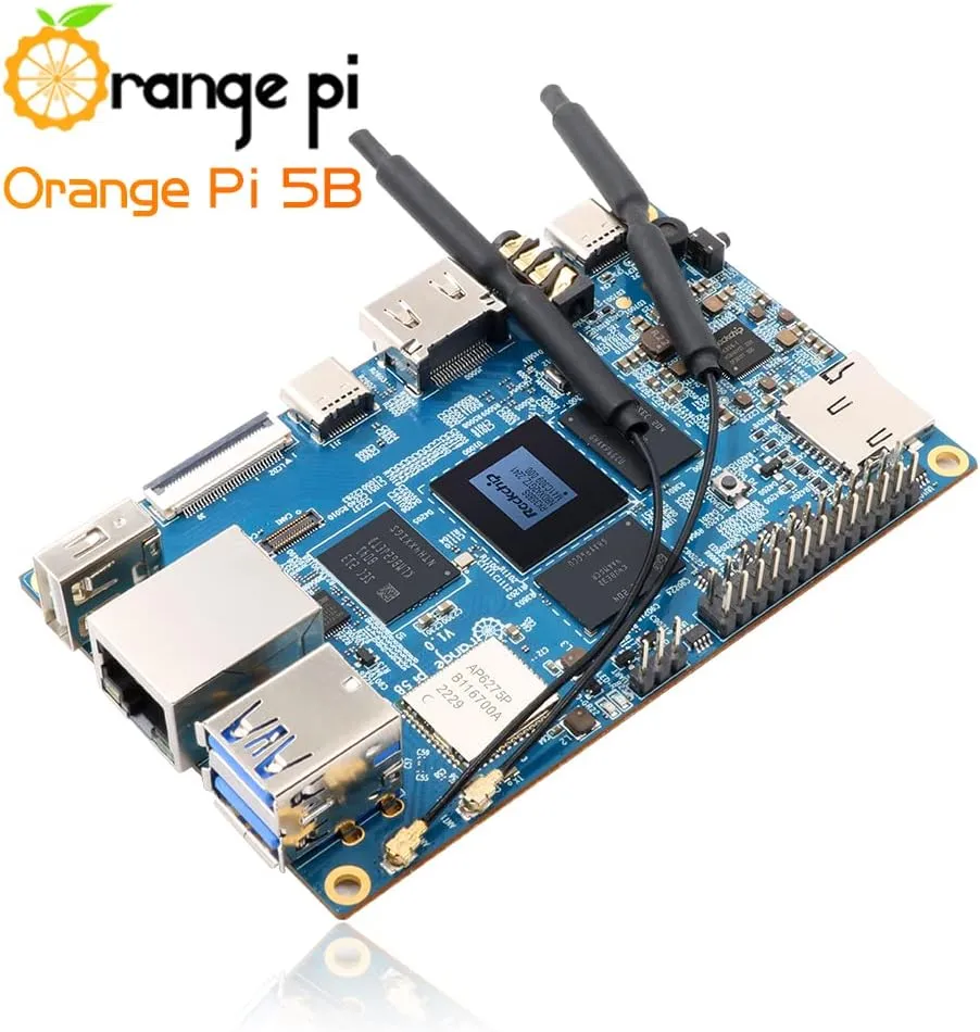 5B 8GB with 64GB eMMC Rockchip RK3588S 8 Core 64 Bit Wi-Fi6, BT5.0 Single Board Computer, 2.4GHz Frequency Open Source Development Board Run Orange Pi OS,Android,Debian,Ubuntu (Pi 5B 8G64G)