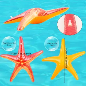 6 Pack 19 Inch Inflatable Starfish PVC Blow Up Starfish Bulk Inflatable Starfish Beach Float Toy for Carnival Birthday Summer Beach Pool Party Favors