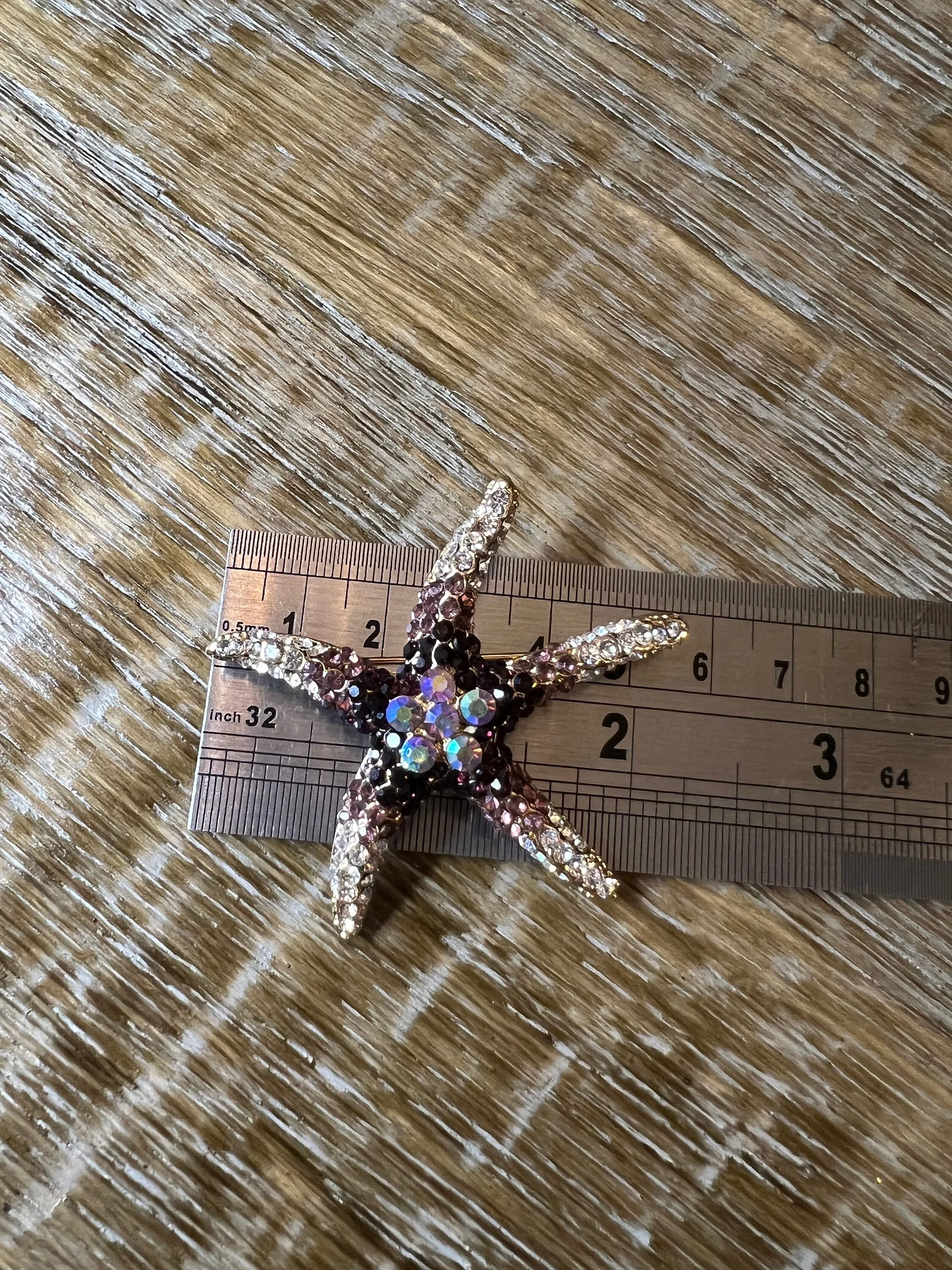 6cm Starfish Rhinestone Brooch Pin, 9 colours, Gold, Silver, Multicolour, FAN Design, Gift, Accessory, FAN Design