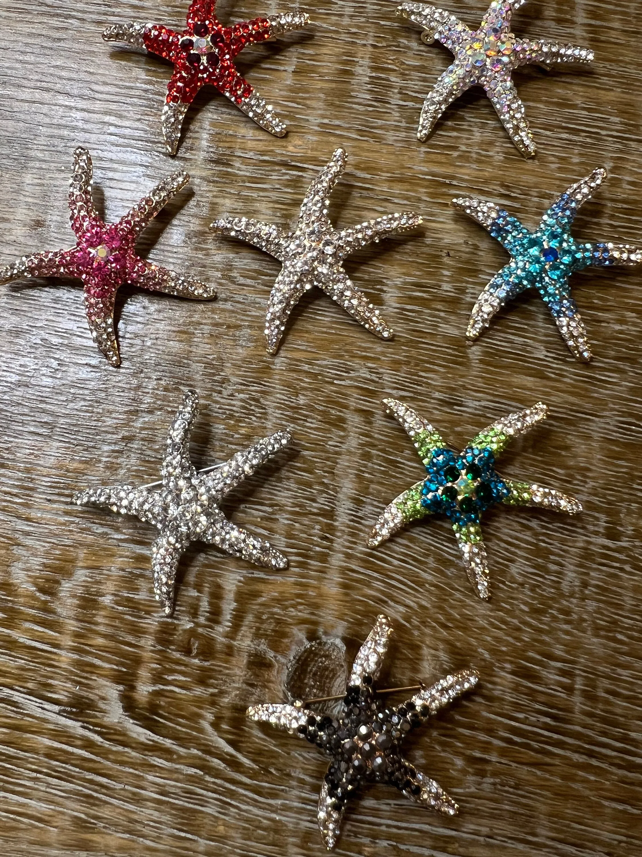 6cm Starfish Rhinestone Brooch Pin, 9 colours, Gold, Silver, Multicolour, FAN Design, Gift, Accessory, FAN Design